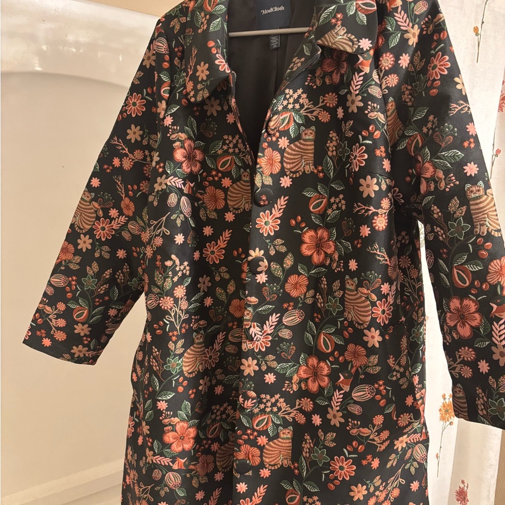 Modcloth Joy Ride Cat Floral Jacket